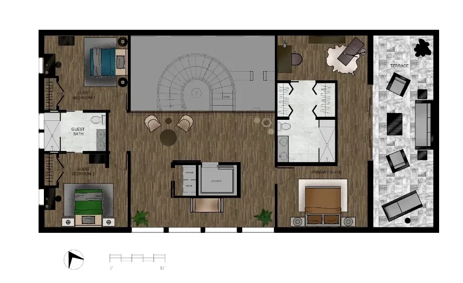 botera residence rendered second floor plan