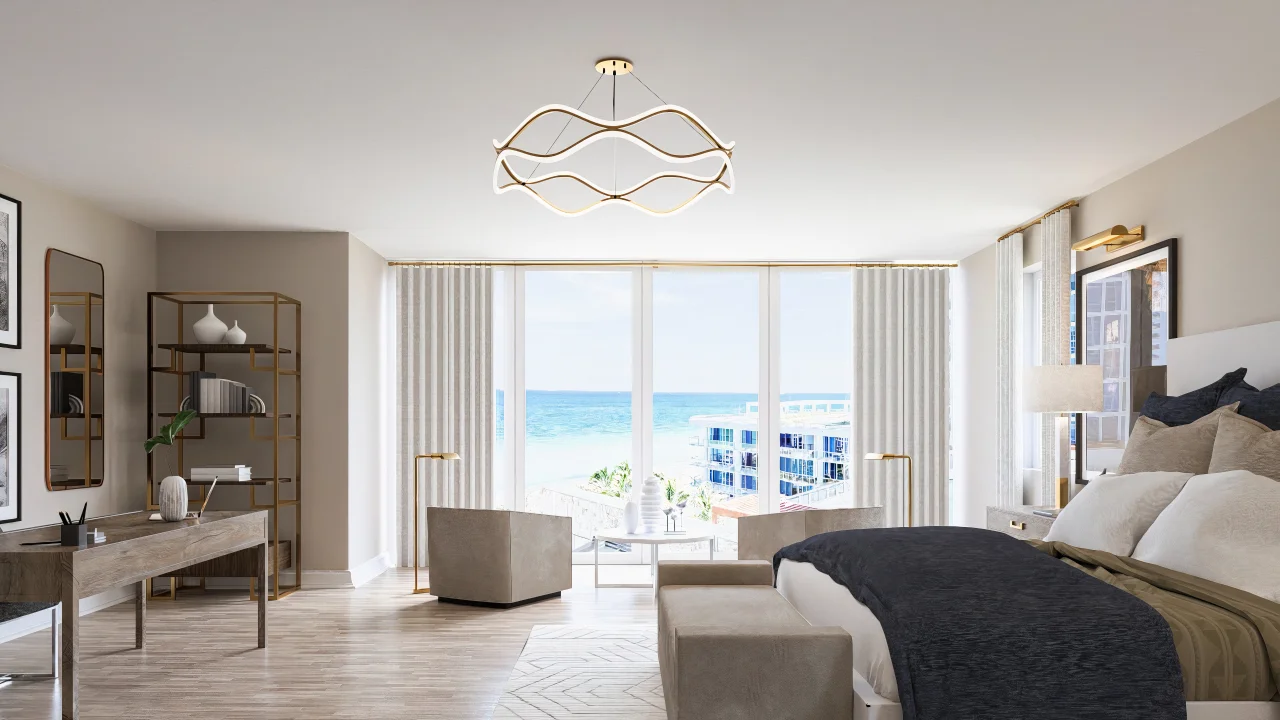 bedroom interior design with windows wide open